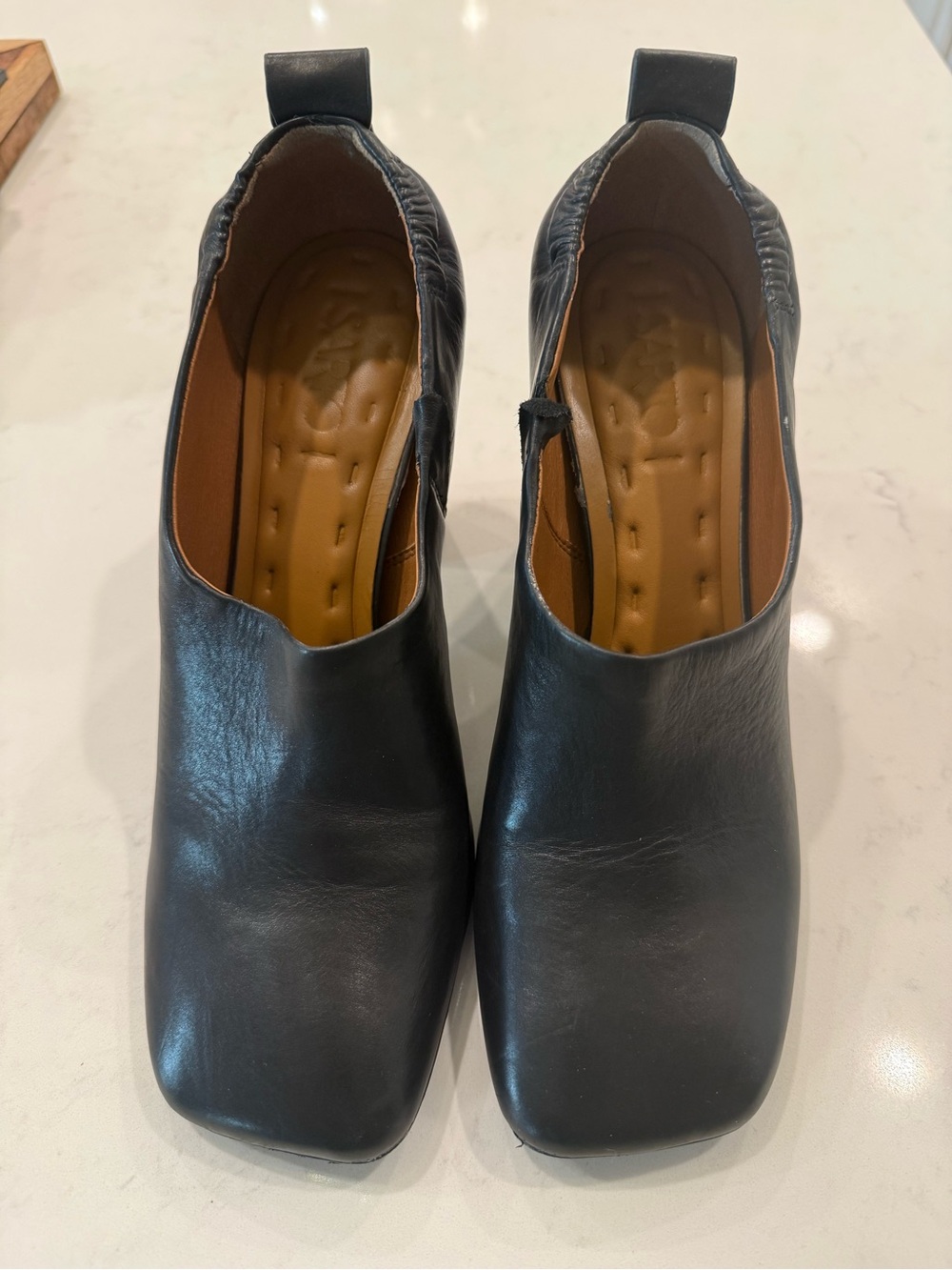 SARTO By Franco Sarto Black Square-Toe Slip-On Heels